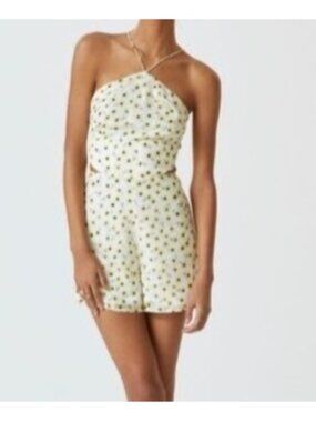 Anthropologie Hutch Romper Cottagecore Yellow Floral Chic Dainty Daisy Womens 8